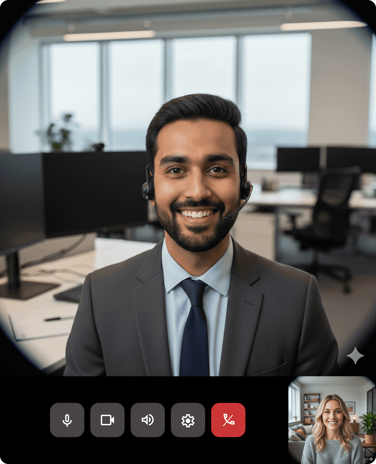 Live visitor call UI inside the Glimpze widget